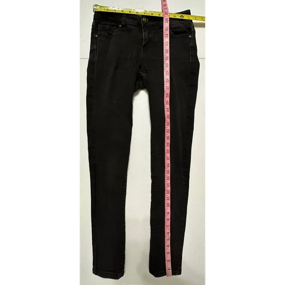 Wax Jean Junior's Black Wash‎ Denim Skinny Jeans Slim Fit Stretch 5-Pocket Zip 5